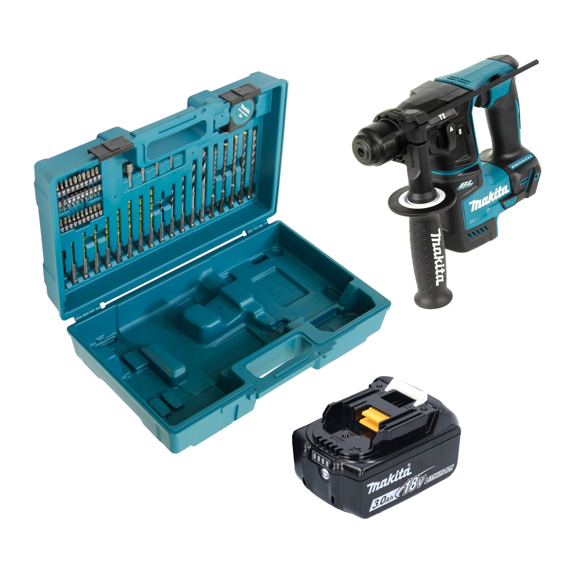 Makita DHR 171 F1X3 Akku Bohrhammer 18 V 1 2 J SDS Plus Brushless 1x Akku 3 0 Ah 65 tlg Zubehoer Set Koffer ohne Ladegeraet 0 - toolbrothers