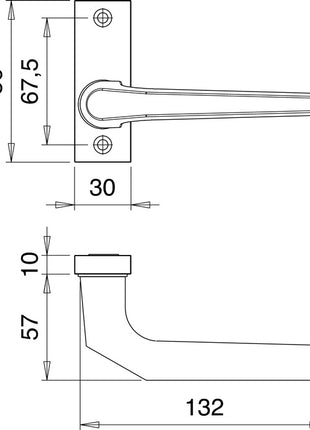 Orificio de manija de puerta de perfil EDI pieza 1390/0800 (3000200010) aluminio offset F1