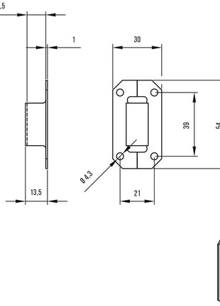 Bucle de varilla DENI (3000255674) adecuado para varilla de cerrojo de 13 mm