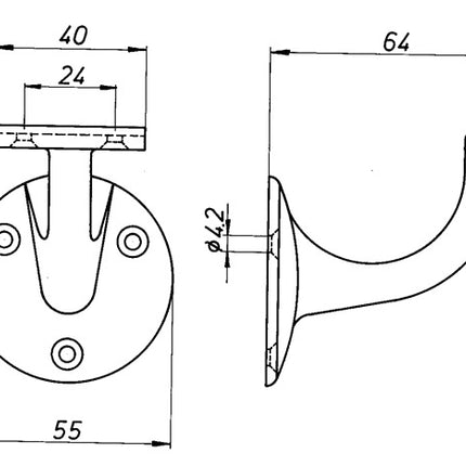 Soporte de barandilla DENI ( 3000259227 ) aluminio anodizado plata soporte curvo