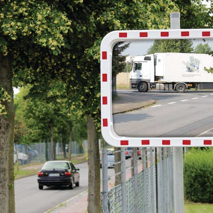 Dancop traffic mirror ( 9000490231 ) H600xW800mm plastic, red/white 22 m