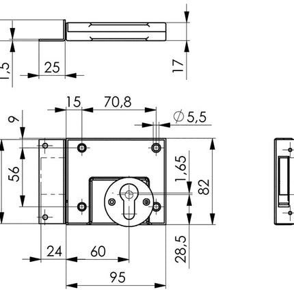 AMF cerradura de pestillo 49 ( 3311021059 ) DIN izquierda / derecha BB backset 60 mm