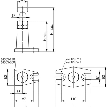 Support à visser AMF n° 6430S Atlas ( 4000833130 ) taille 320 hauteur 200 - 320 mm