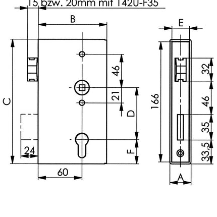 Valigetta per serratura AMF 140UM ( 3000251254 ) DIN sinistra/destra arretrato 60 mm