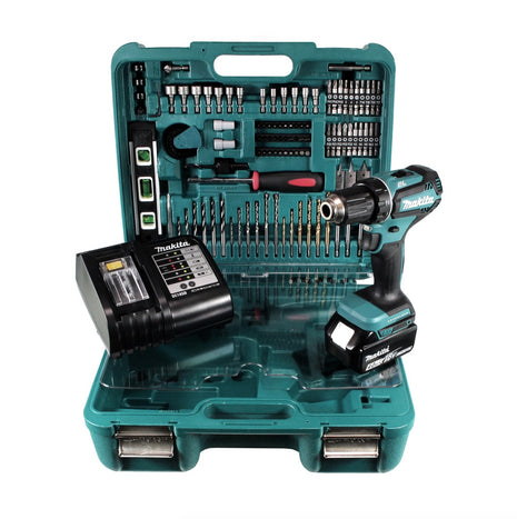 Makita DDF 485 SMTK Akku Bohrschrauber 18 V 50Nm +1x Akku  4,0Ah + Ladegerät + 101 tlg. Werkzeugset im Koffer - Toolbrothers