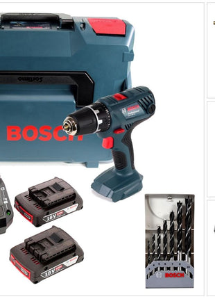 Bosch Professional GSR 18V-21 Akku Bohrschrauber 18V 55Nm + 2x Akku 2,0Ah + Ladegerät + Holzbohrer Set + L-Boxx - Toolbrothers