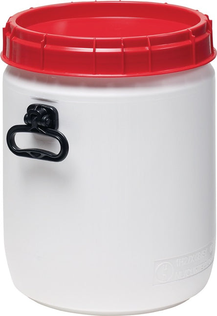 Wide-neck drum ( 9000450112 ) 34 l white with red lid Filling opening-Ø 296 mm