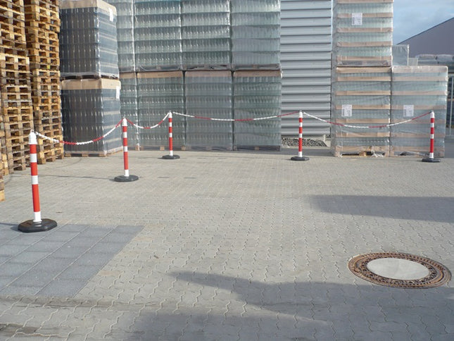 Poteau de barrage ( 9000490023 ) PPC rouge/blanc Ø 63 mm avec œillet