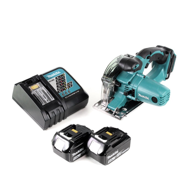 Makita DCS 552 RT 18 V Akku Metall Handkreissäge 136 mm + 2x 5,0 Ah Akku und Lader + Sägeblatt und Schutzbrille - Toolbrothers