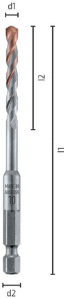 Alpen Dachziegelbohrer ( 8000448884 ) Ø 5 mm Gesamtlänge 100 mm