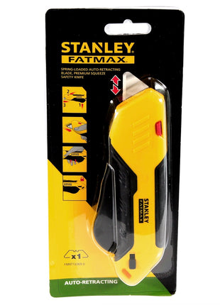 Stanley FATMAX Sicherheitsmesser, Zangengriff ( FMHT10369-0 ) + 10 x Stanley Trapezklingen 1992 ungelocht rund ( 2-11-987 ) - Toolbrothers