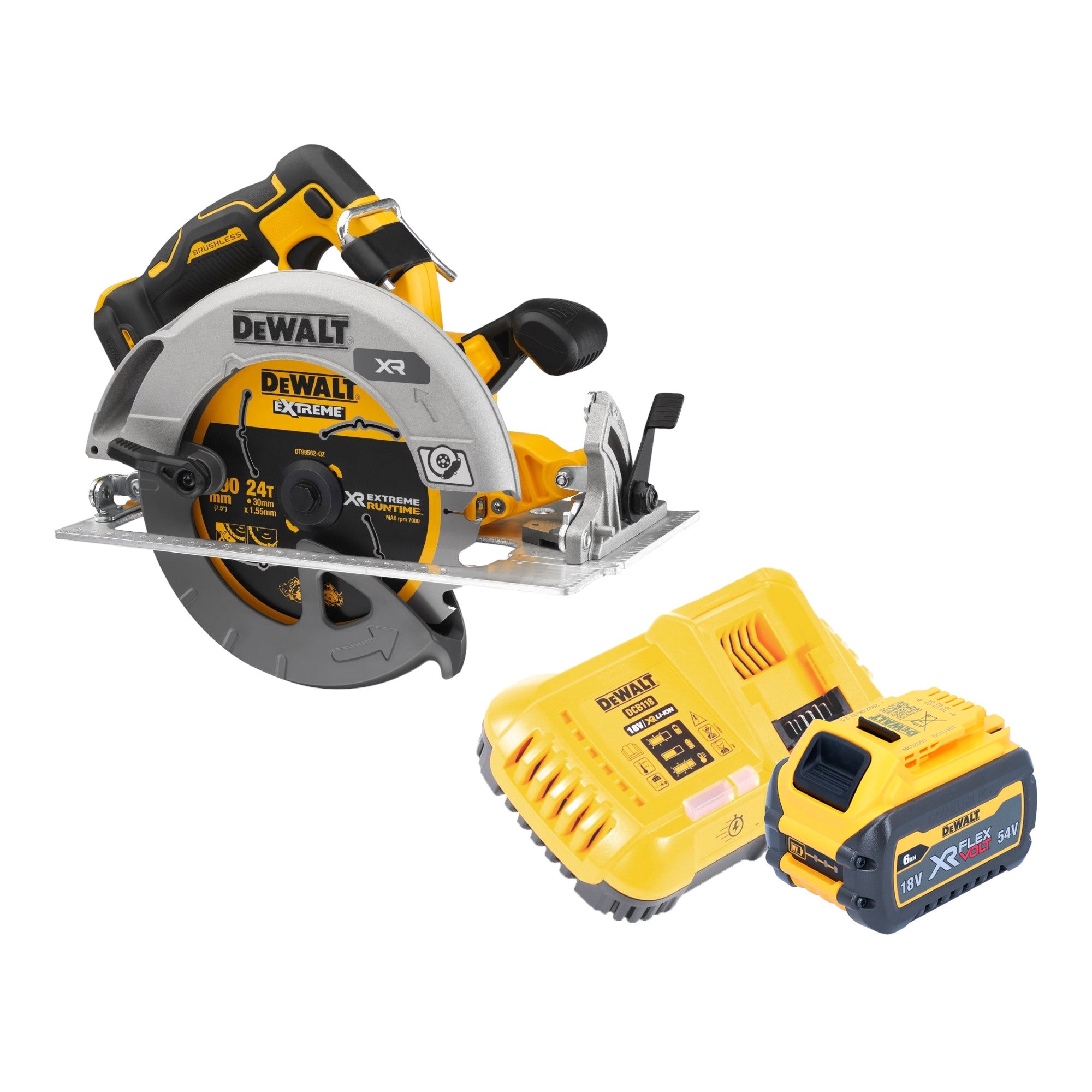 DeWalt DCS 573 T1 Akku Handkreissaege 18 V 190 x 30 mm Brushless 1x Akku 6 0 Ah Ladegeraet 0 - toolbrothers
