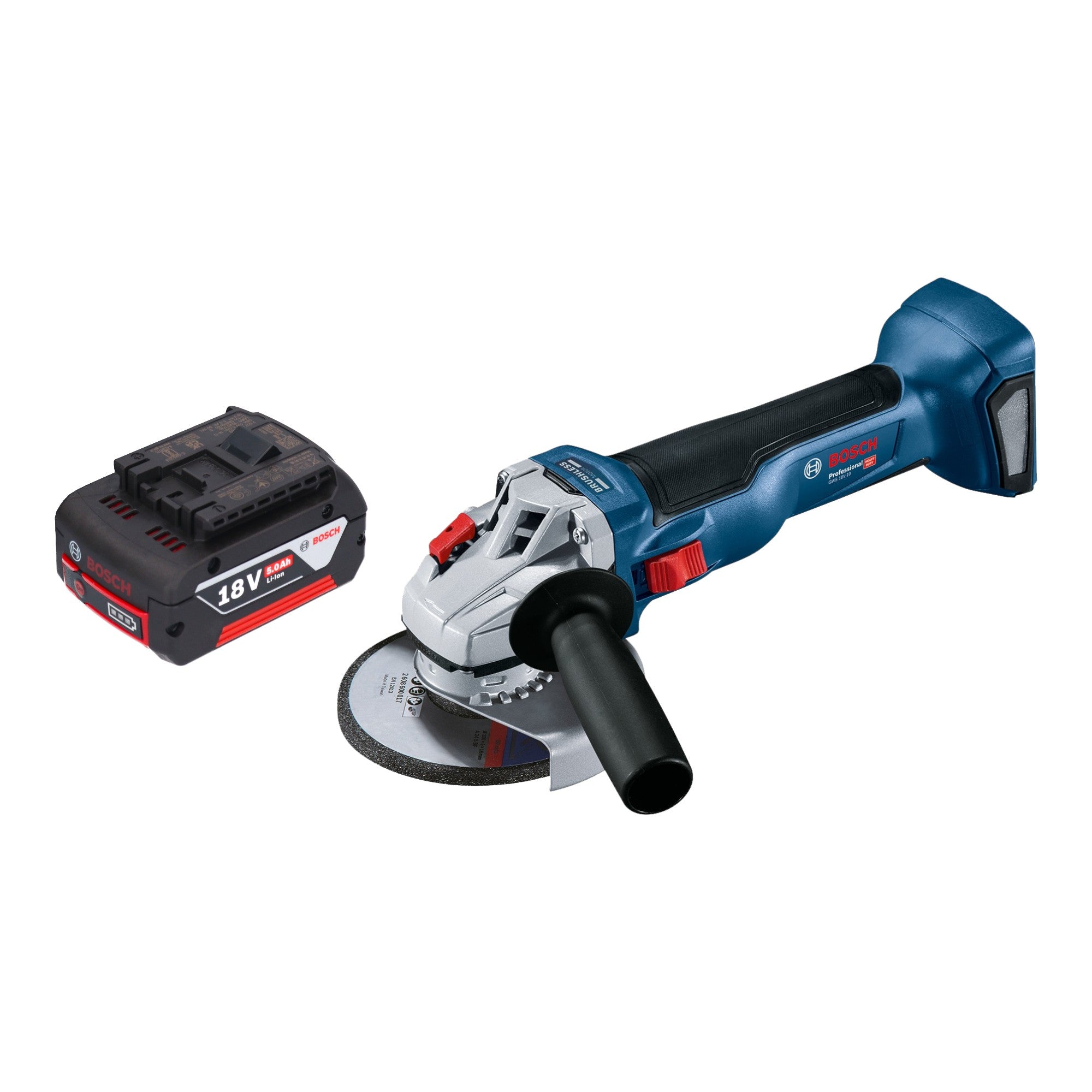 Bosch GWS 18V 10 Professional Akku Winkelschleifer 18 V 125 mm Brushless 1x Akku 5 0 Ah ohne Ladegeraet 0 - toolbrothers