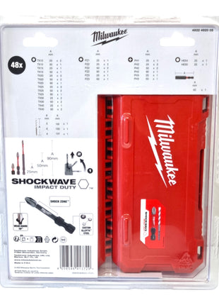 Milwaukee Juego de puntas Shockwave 1/4" 48 piezas PH / PZ / TX / HEX ( 4932492005 )