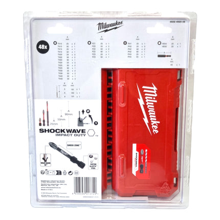Juego de puntas Milwaukee Shockwave 1/4" 48 piezas PH / PZ / TX / HEX ( 4932492005 )
