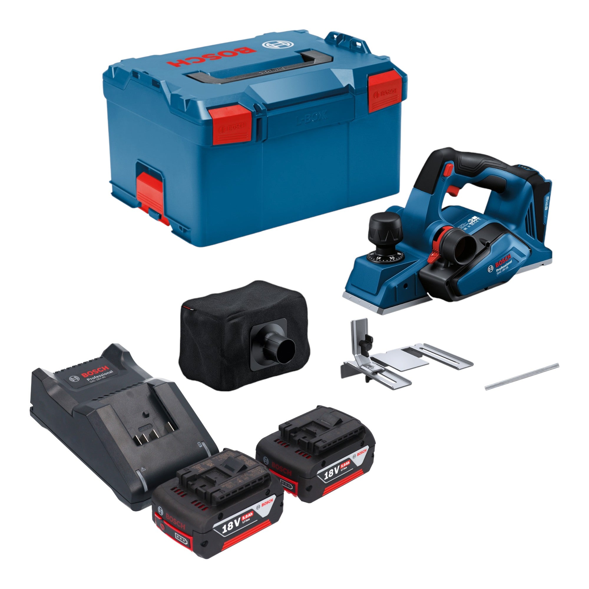 Bosch GHO 18V 26 Professional Akku Hobel 18 V 2 6 mm Brushless 2x Akku 5 0 Ah Ladegeraet L Boxx 0 - toolbrothers