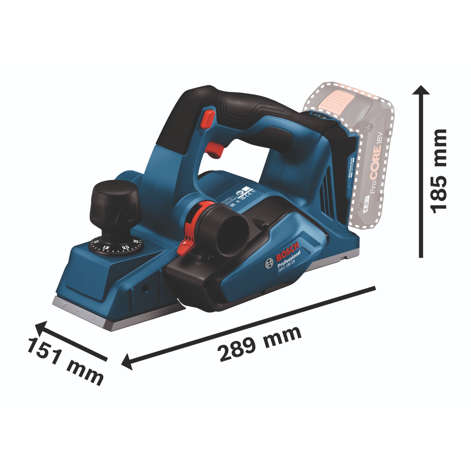 Bosch GHO 18V 26 Professional Akku Hobel 18 V 2 6 mm Brushless 1x ProCORE Akku 8 0 Ah Ladegeraet L Boxx 4 - toolbrothers