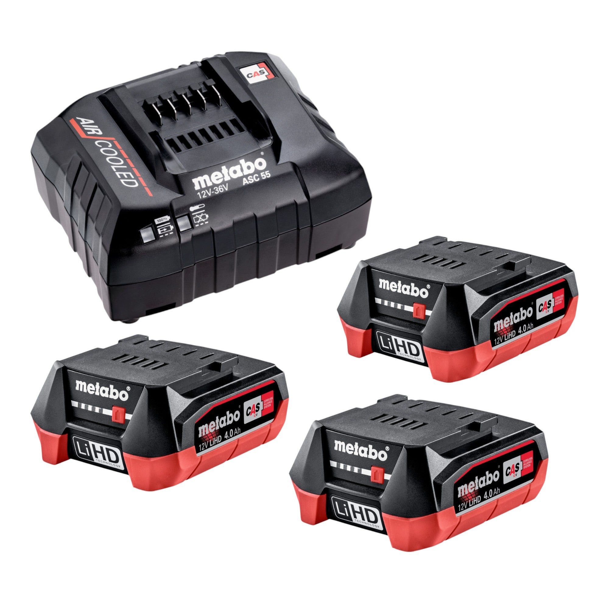 Metabo Basis Set 3x LiHD Akkupack 12 V 4 0 Ah Akku 3x 625349000 ASC 55 Ladegeraet 627044000  0 - toolbrothers