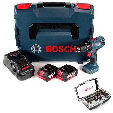 Bosch Professional GSB 18V-21 Akku Schlagbohrschrauber 18V 55Nm + 2x Akku 6,0Ah + Ladegerät + Bit-Set + L-Boxx - Toolbrothers