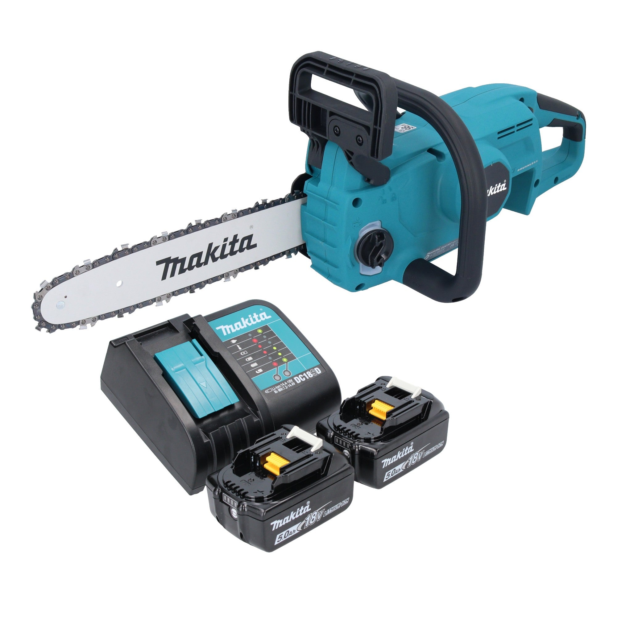 Makita DUC 307 ST2X3 Akku Kettensaege 18 V 30 cm Brushless 2x Akku 5 0 Ah Ladegeraet 0 - toolbrothers