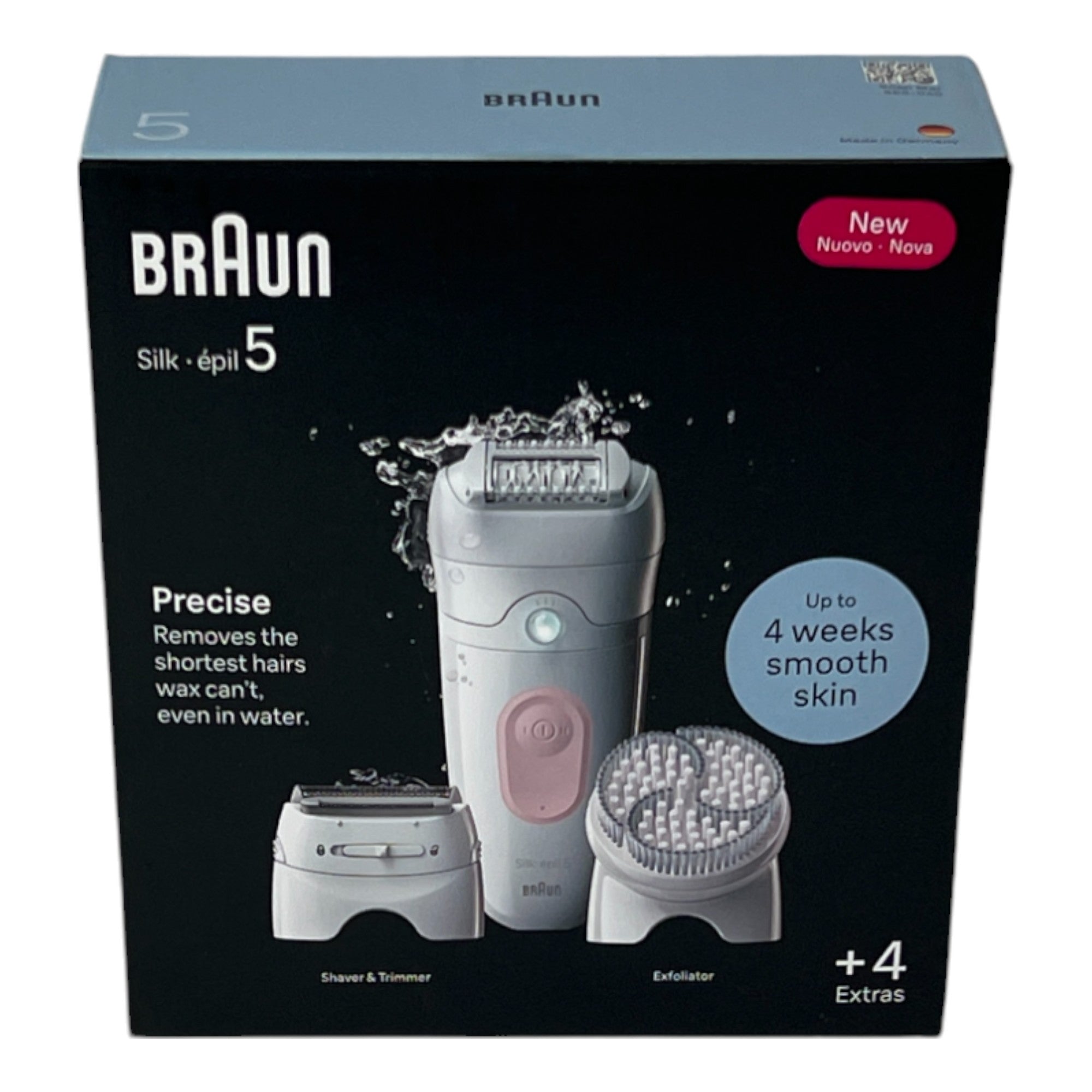 BRAUN Silk Epil 5 060 Epilierer Damen Haarentferner fuer langanhaltende Haarentfernung Trimmeraufsatz Peelingaufsatz Weiss Flamingorosa 0 - toolbrothers