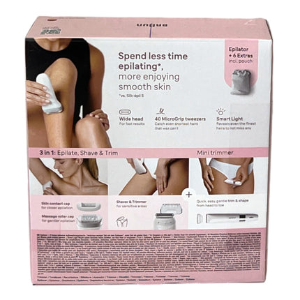 BRAUN Silk Epil 7-441 depiladora depiladora para mujer para una depilación duradera + accesorio recortador + mini afeitadora blanco / plateado