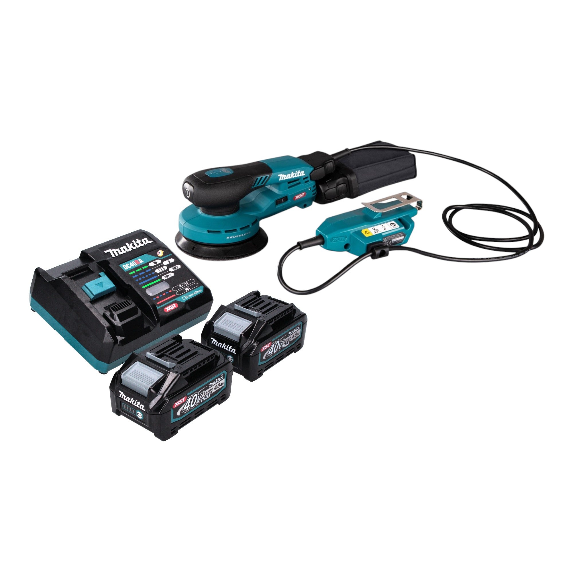 Makita BO 001 CGM201 Akku Exzenterschleifer 40 V max 125 mm 5 0 mm Hub Brushless 2x Akku 4 0 Ah Ladegeraet 0 - toolbrothers