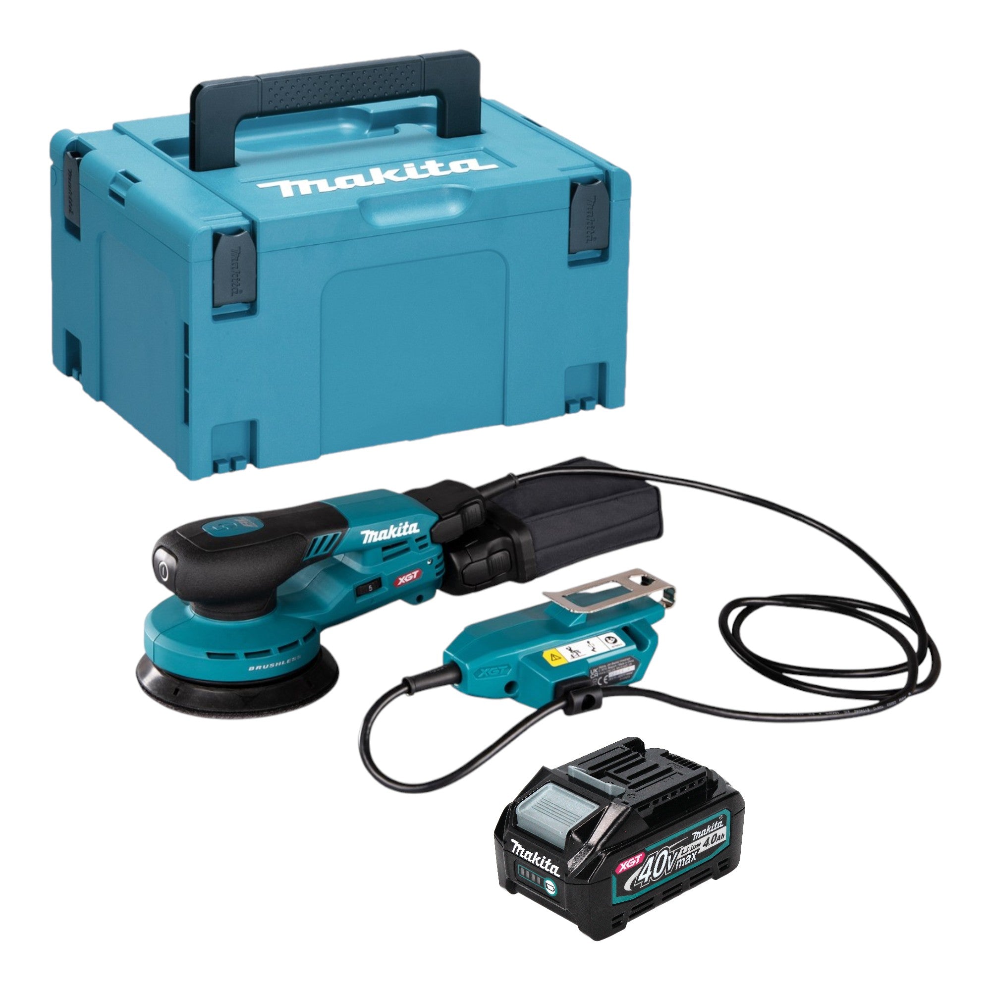 Makita BO 001 CGM101 Akku Exzenterschleifer 40 V max 125 mm 5 0 mm Hub Brushless 1x Akku 4 0 Ah Makpac ohne Ladegeraet 0 - toolbrothers