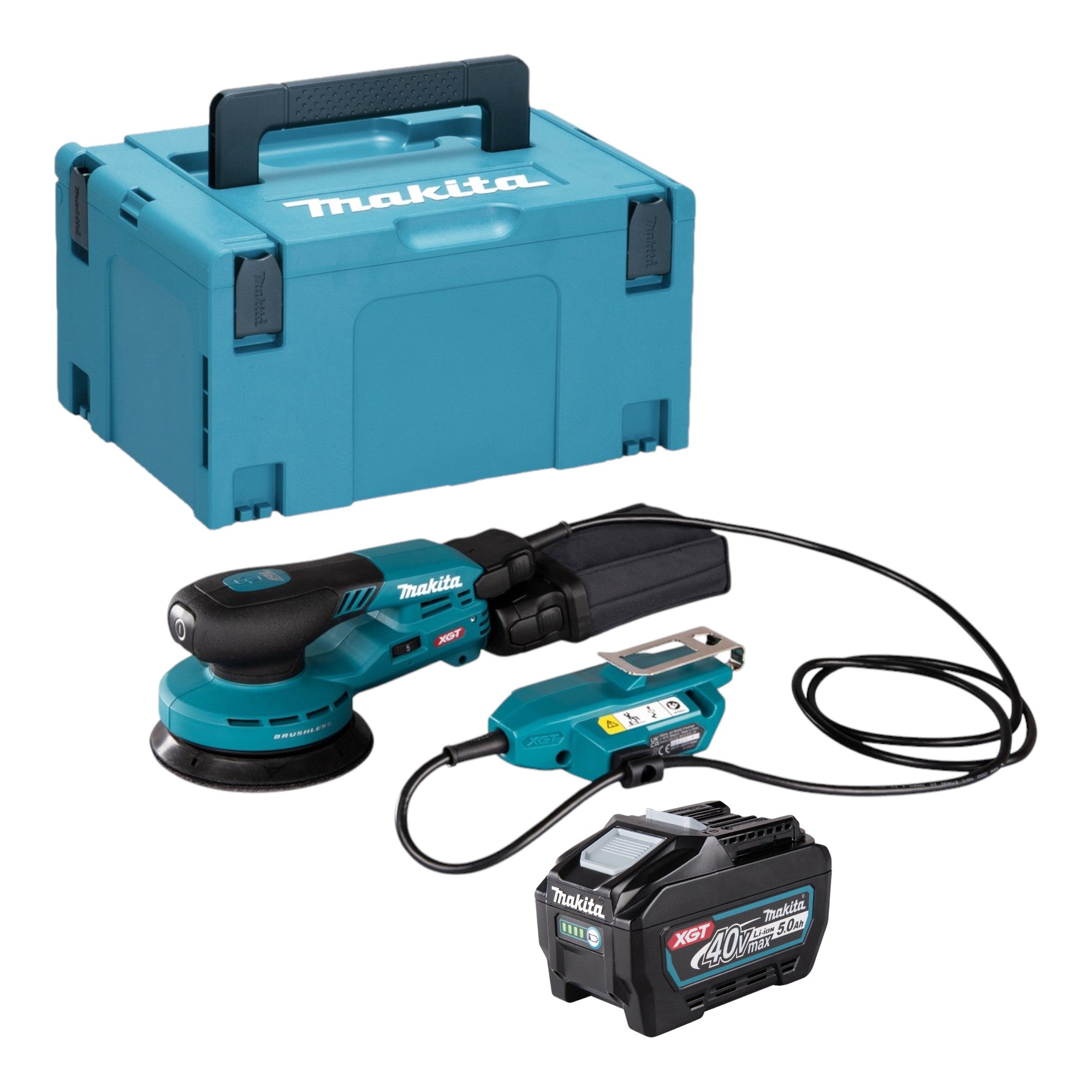 Makita BO 001 CGT101 Akku Exzenterschleifer 40 V max 125 mm 5 0 mm Hub Brushless 1x Akku 5 0 Ah Makpac ohne Ladegeraet 0 - toolbrothers