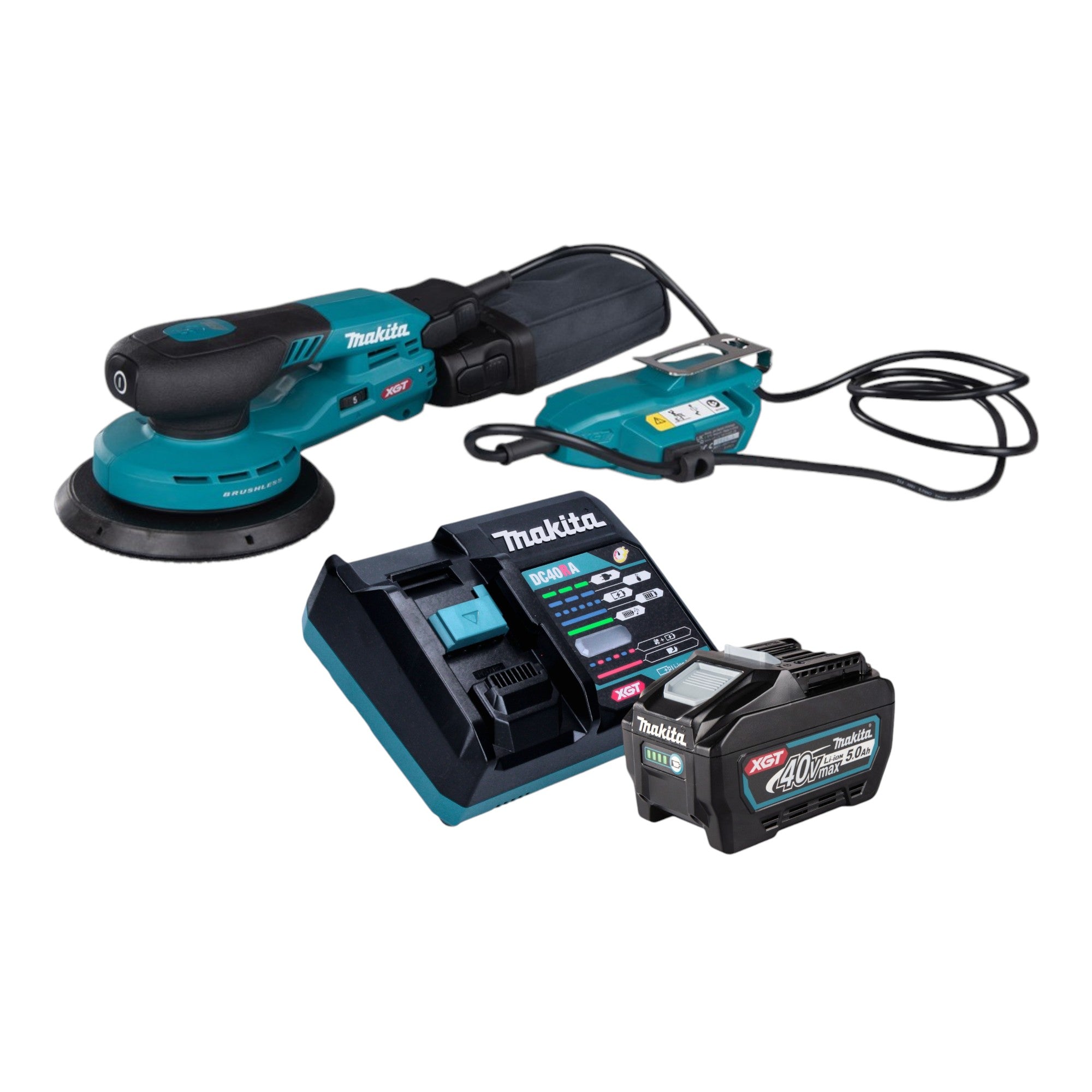 Makita BO 002 CGT101 Akku Exzenterschleifer 40 V max 150 mm 5 0 mm Hub Brushless 1x Akku 5 0 Ah Ladegeraet 0 - toolbrothers