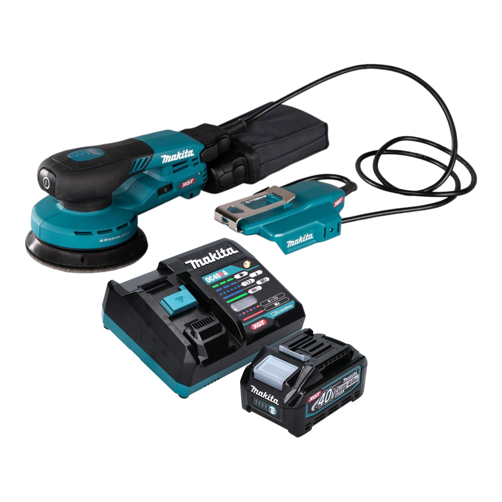 Makita BO 003 CGM101 Akku Exzenterschleifer 40 V max 125 mm 3 0 mm Hub Brushless 1x Akku 4 0 Ah Ladegeraet 0 - toolbrothers