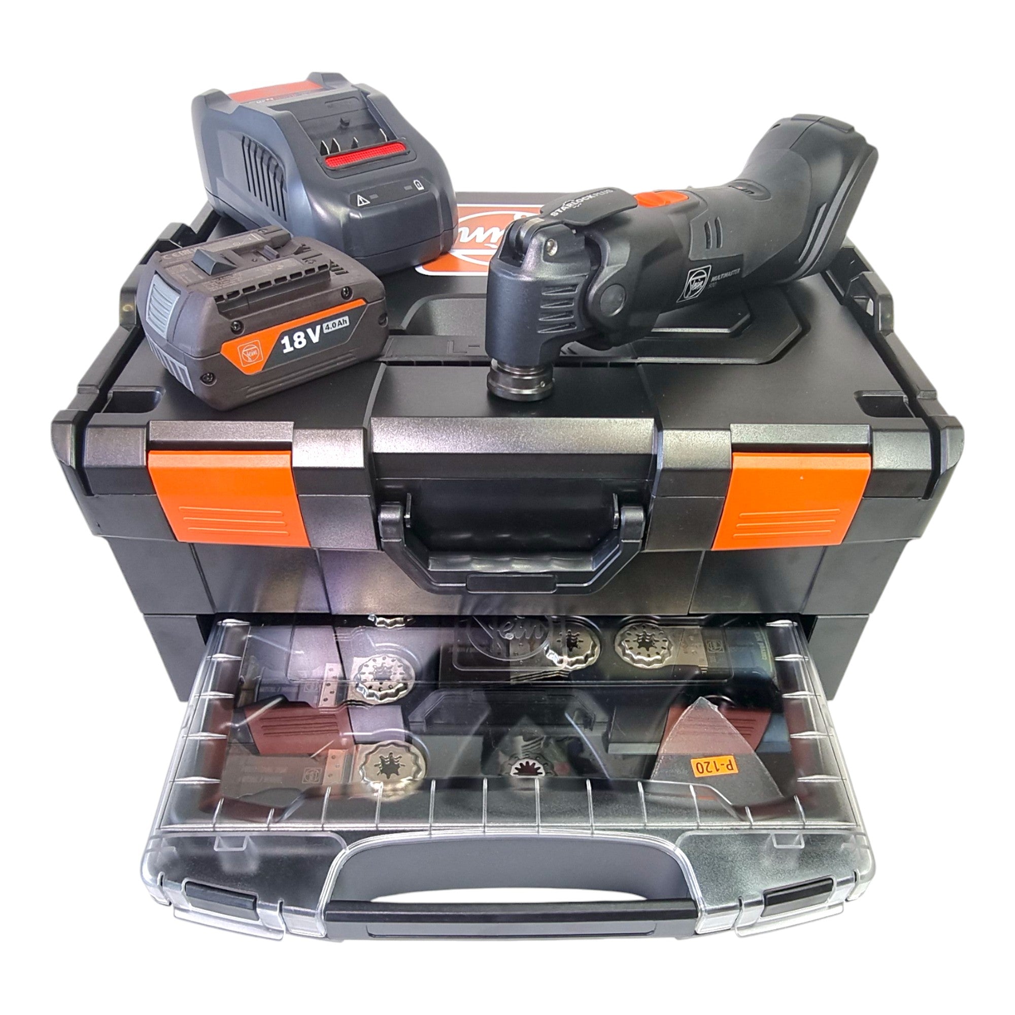 Fein Multimaster AMM 500 Plus AS Akku Multifunktionswerkzeug 18 V Starlock Plus Black Edition 1x Akku 4 0 Ah Ladegeraet 33 tlg Zubehoer L Boxx 0 - toolbrothers