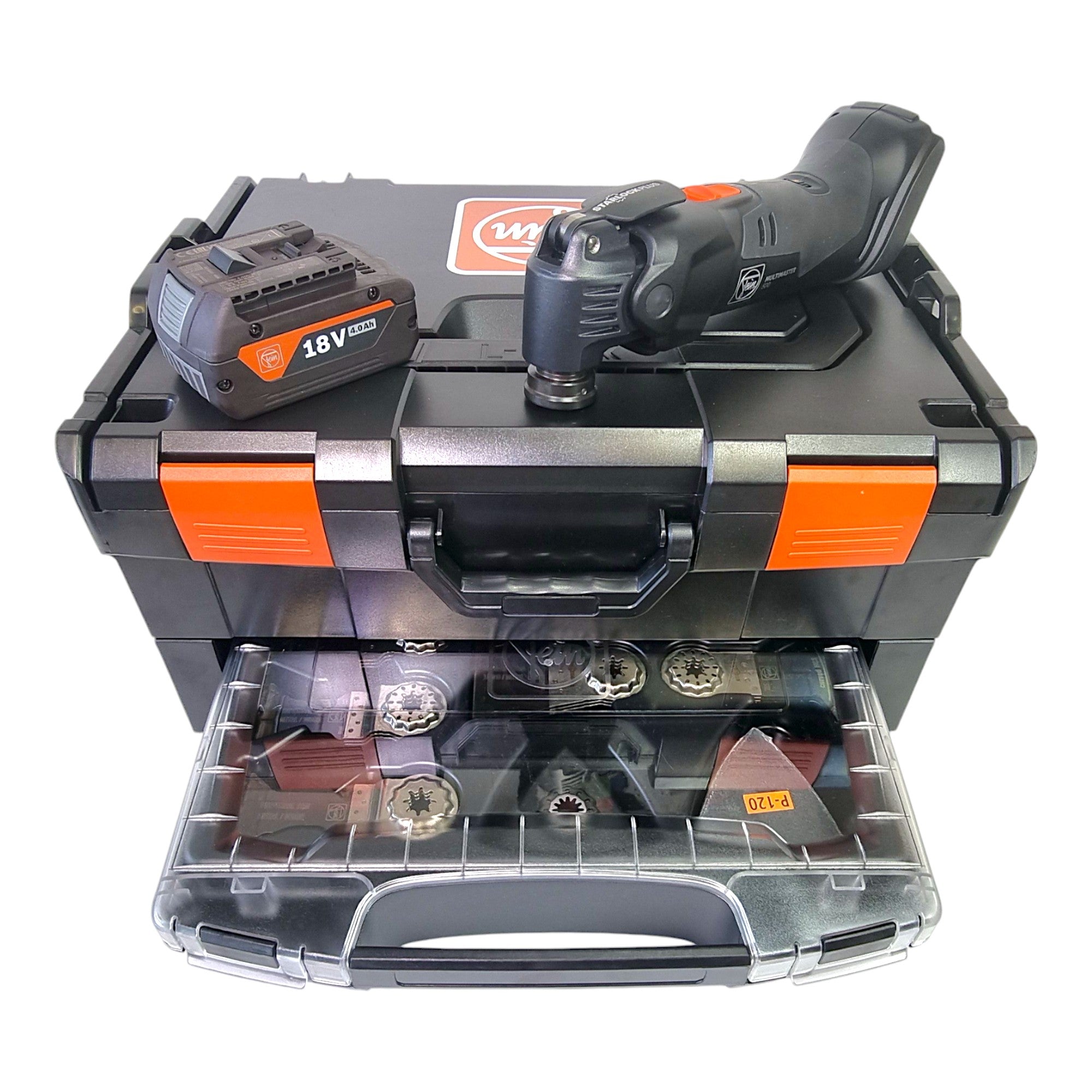 Fein Multimaster AMM 500 Plus AS Akku Multifunktionswerkzeug 18 V Starlock Plus Black Edition 1x Akku 4 0 Ah 33 tlg Zubehoer L Boxx ohne Ladegeraet 0 - toolbrothers
