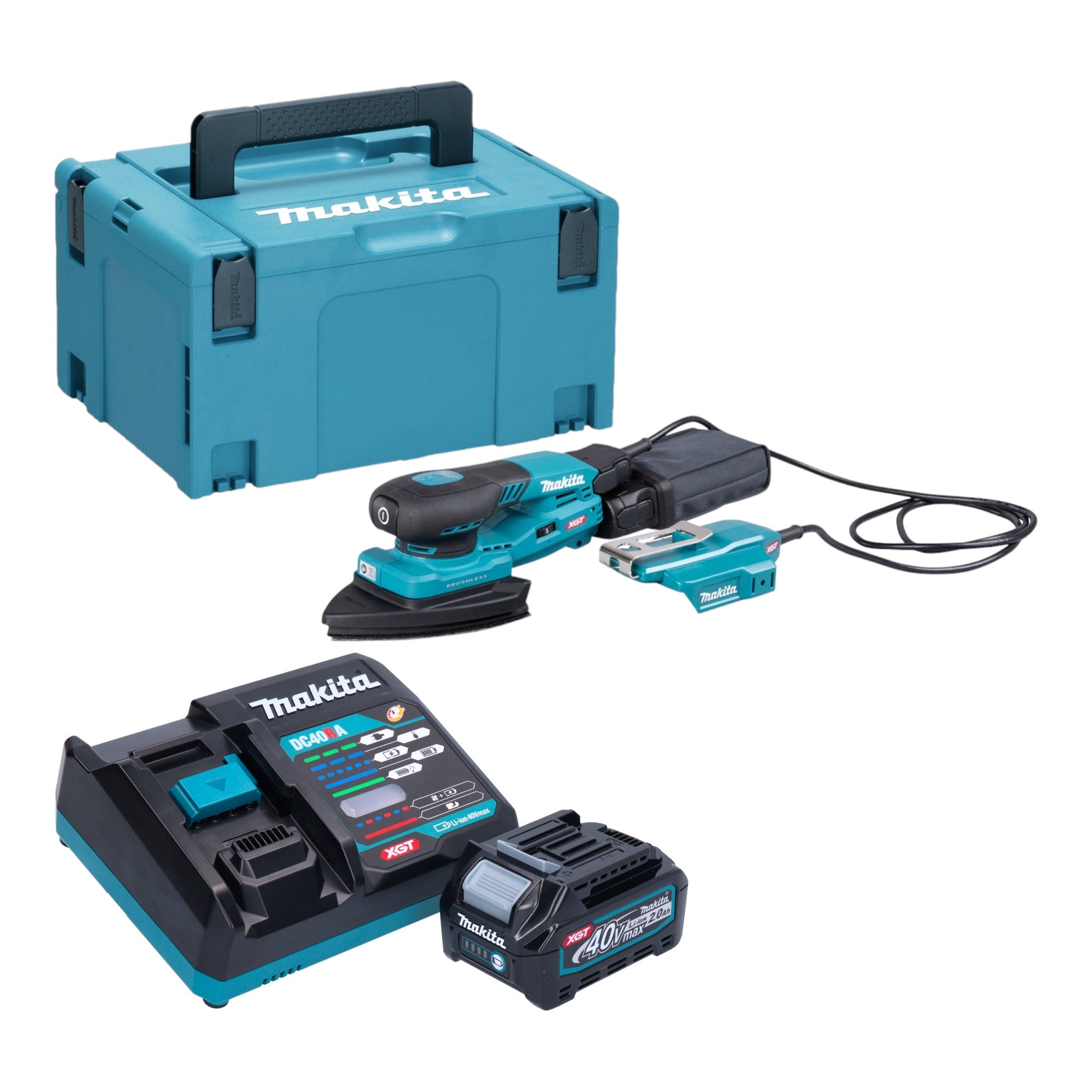 Makita BO 006 CGA101 Akku Deltaschleifer 40 V max 100 x 150 mm 3 0 mm Hub Brushless 1x Akku 2 0 Ah Ladegeraet Makpac 0 - toolbrothers