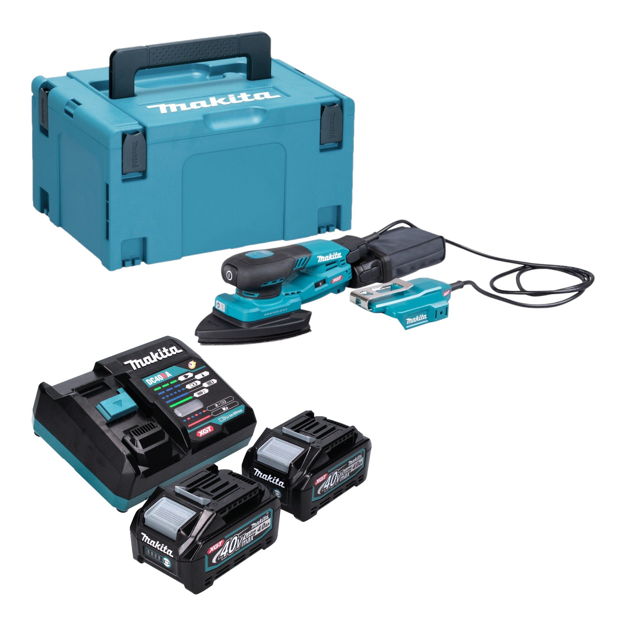 Makita BO 006 CGM201 Akku Deltaschleifer 40 V max 100 x 150 mm 3 0 mm Hub Brushless 2x Akku 4 0 Ah Ladegeraet Makpac 0 - toolbrothers