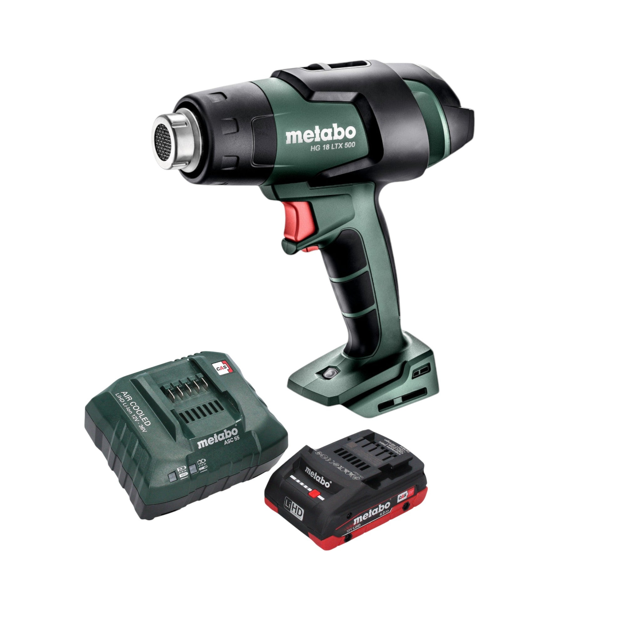 Metabo HG 18 LTX 500 Akku Heissluftgeblaese 18 V 300 500 C 1x LiHD Akku 4 0 Ah Ladegeraet 0 - toolbrothers