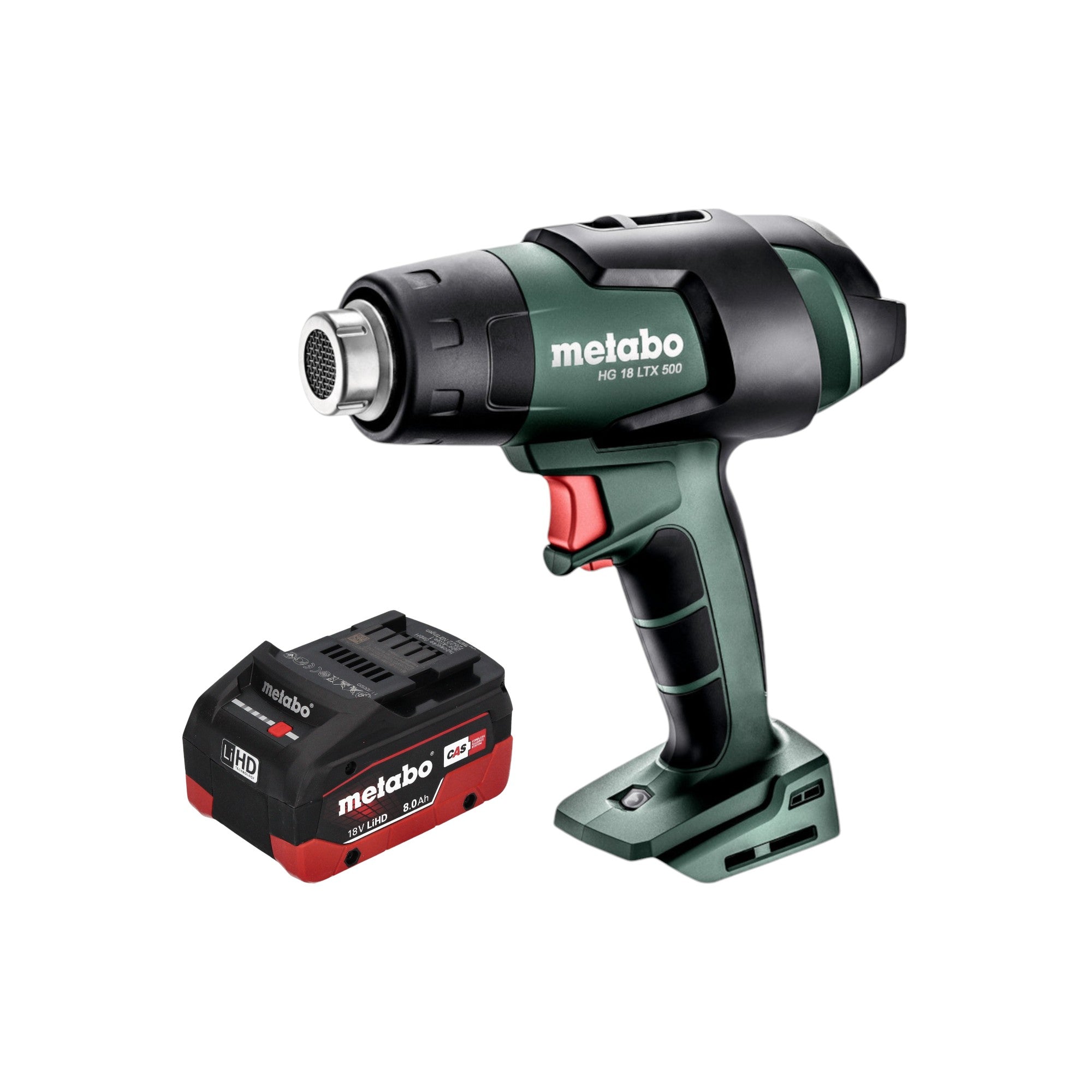 Metabo HG 18 LTX 500 Akku Heissluftgeblaese 18 V 300 500 C 1x LiHD Akku 8 0 Ah ohne Ladegeraet 0 - toolbrothers