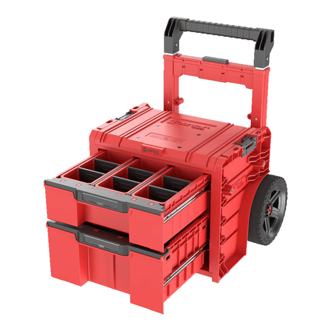 Qbrick System PRO Cart 2.0 Plus Drawer 2 Red Ultra HD Custom mobile box on wheels 520 x 415 x 660 mm 9.5 l 12 l detachable double telescopic handle