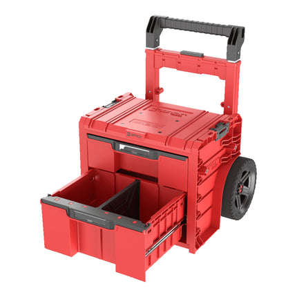 Qbrick System PRO Cart 2.0 Plus Drawer 2 Red Ultra HD Custom mobile box on wheels 520 x 415 x 660 mm 9.5 l 12 l detachable double telescopic handle