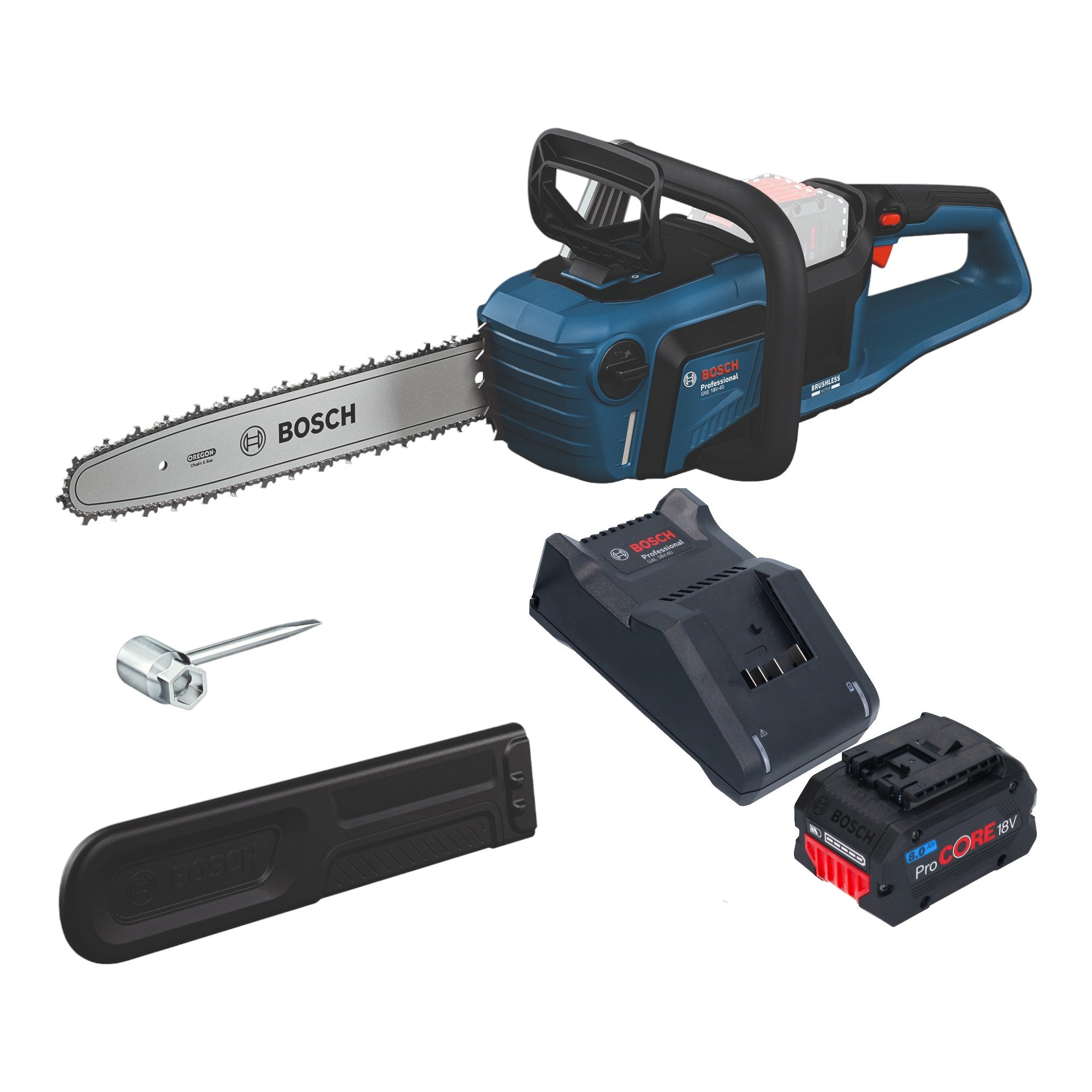 Bosch GKE 18V 40 Professional Akku Kettensaege 18 V 40 cm Brushless 1x ProCORE Akku 8 0 Ah Ladegeraet 0 - toolbrothers