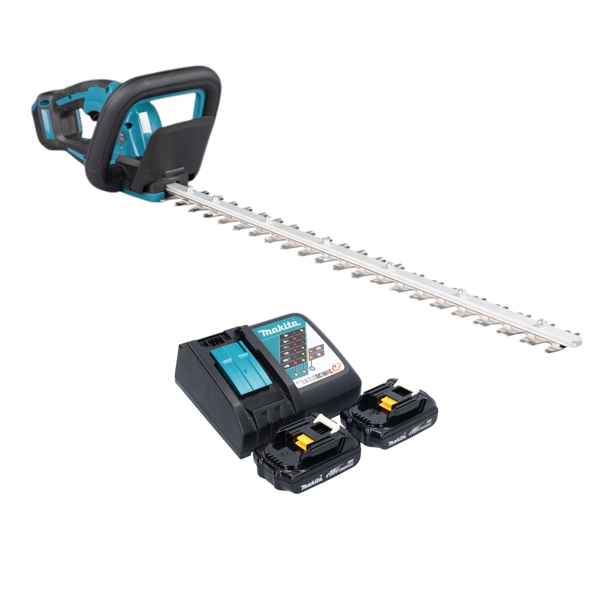 Makita DUH 606 RY2 Akku Heckenschere 18 V 600 mm Brushless 2x Akku 1 5 Ah Ladegeraet 0 - toolbrothers