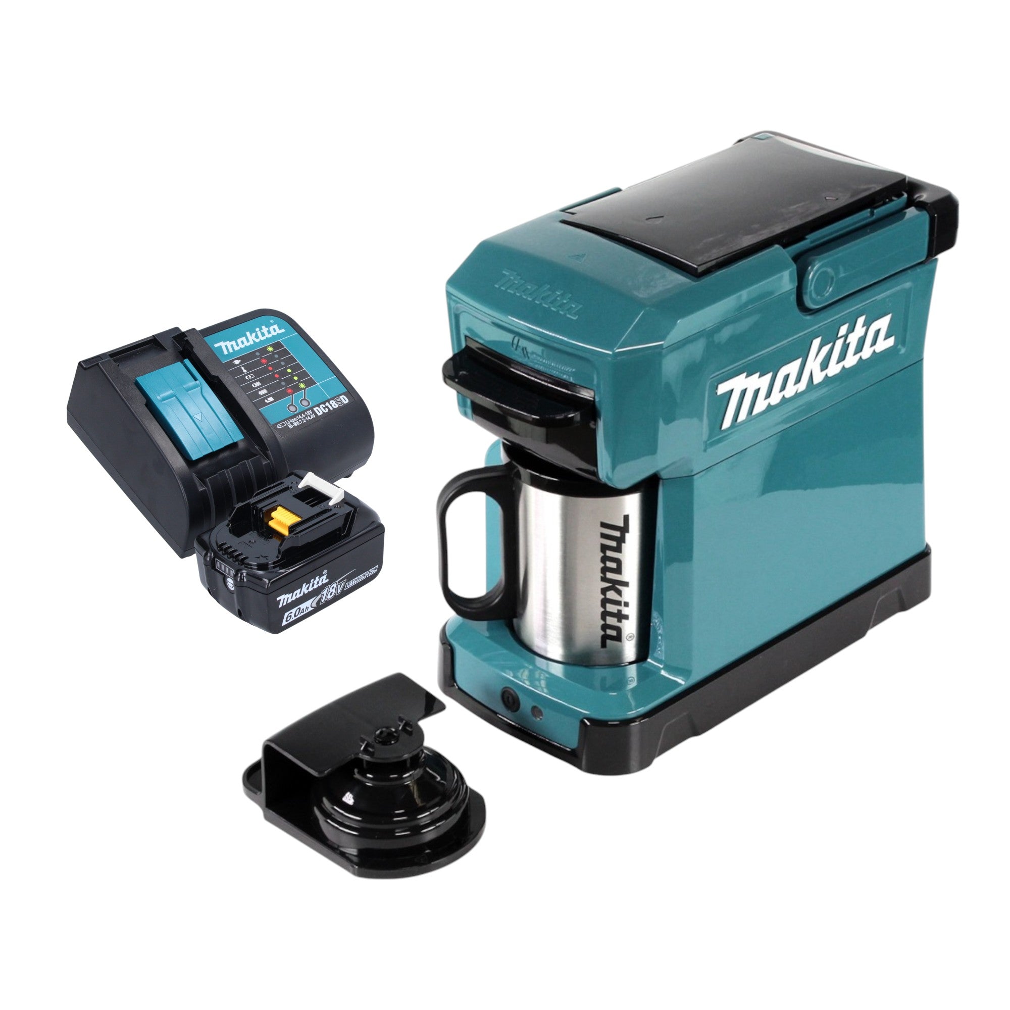 Makita DCM 501 SG Akku Kaffeemaschine 12 V max 18 V 1x Akku 6 0 Ah Ladegeraet 0 - toolbrothers