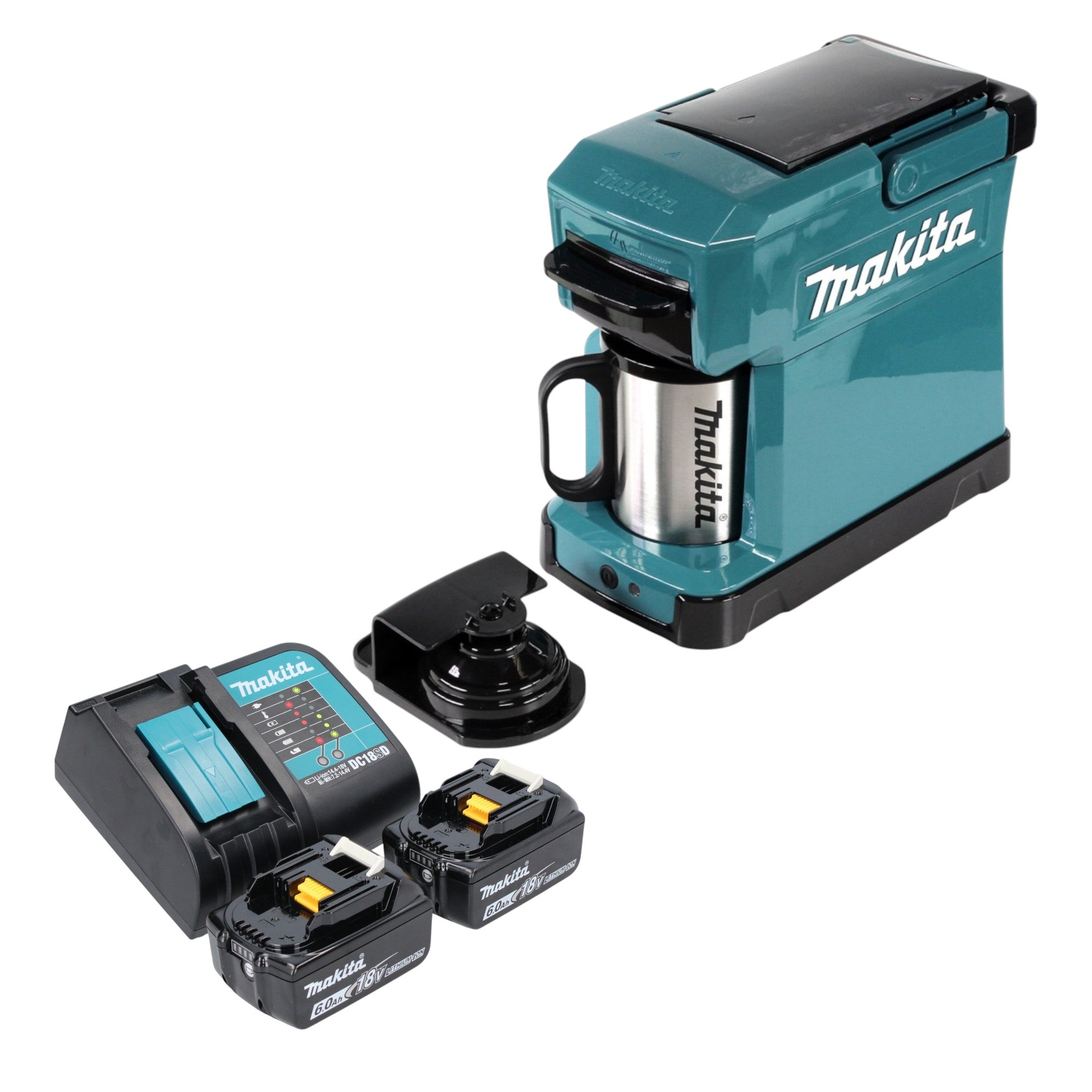 Makita DCM 501 SG2 Akku Kaffeemaschine 12 V max 18 V 2x Akku 6 0 Ah Ladegeraet 0 - toolbrothers