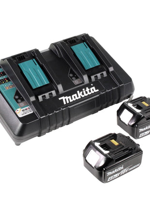 Makita DLW 140 PM Akku Trennschleifmaschine 2 x 18 V 355 mm+ 2x 4,0 Ah Akku und Doppelladegerät - Toolbrothers