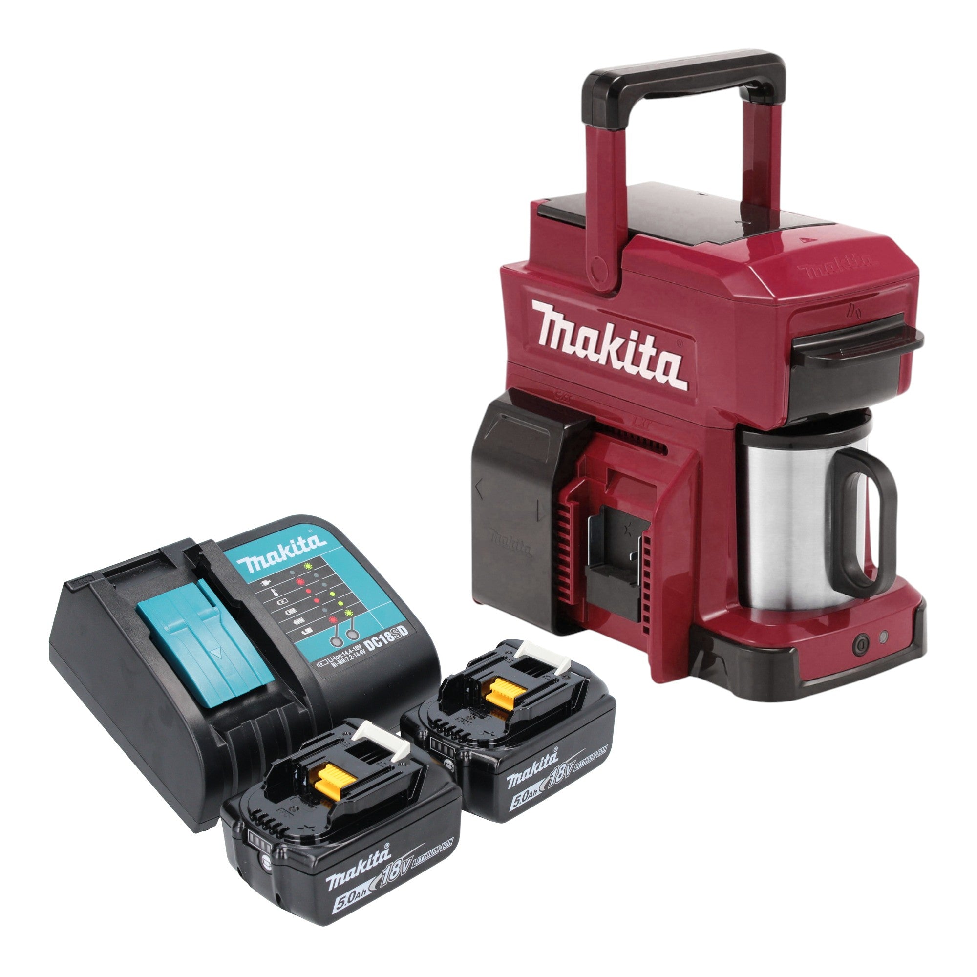 Makita DCM 501 ST2AR Akku Kaffeemaschine 12 V max 18 V Rot 2x Akku 5 0 Ah Ladegeraet 0 - toolbrothers