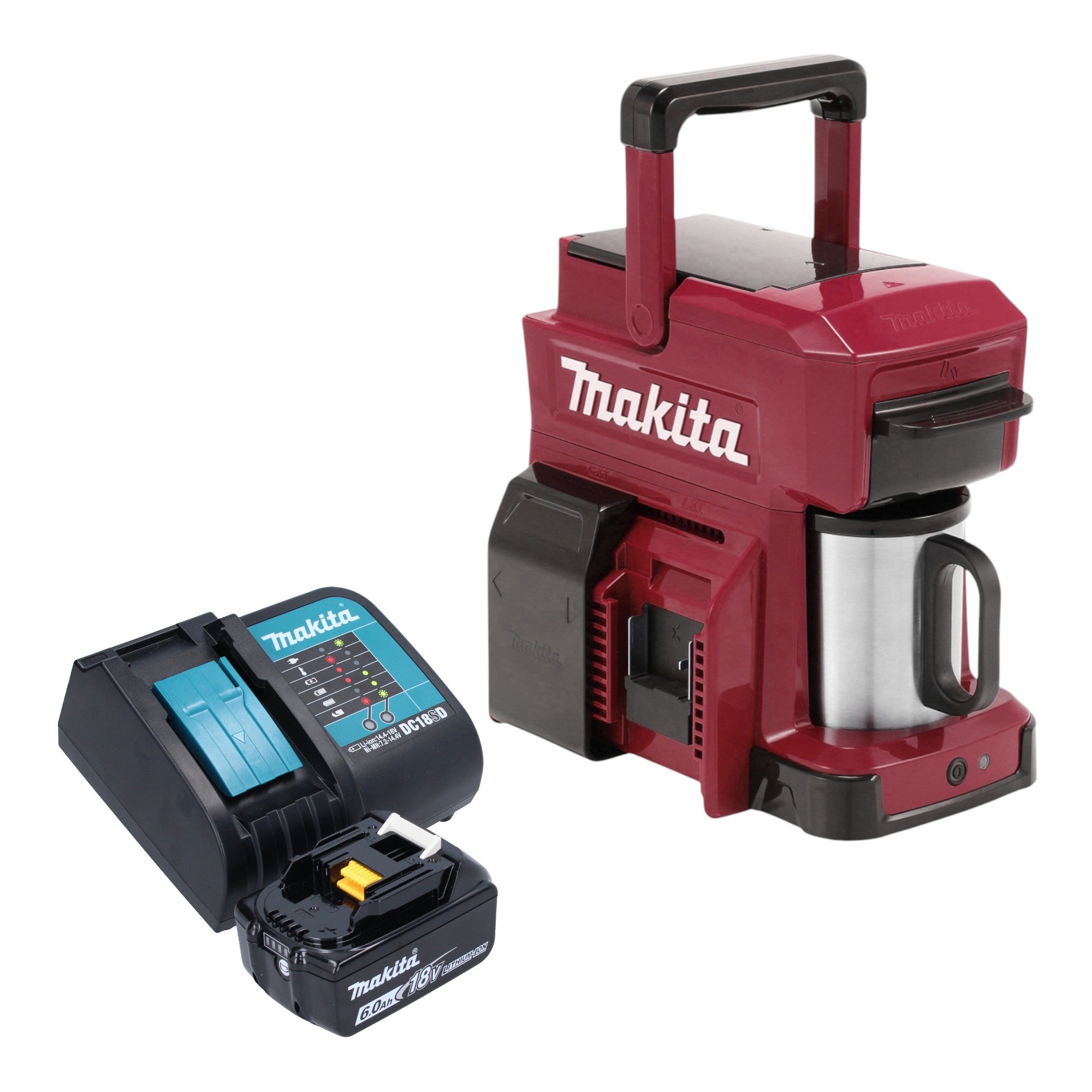 Makita DCM 501 SGAR Akku Kaffeemaschine 12 V max 18 V Rot 1x Akku 6 0 Ah Ladegeraet 0 - toolbrothers