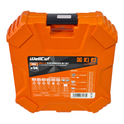 WellCut 56-piece bit and drill set ( WC-DB56 ) PH / PZ / HEX / Schiltz / TX / Robertson metal / wood / stone drill + hole saw 32 - 54 mm