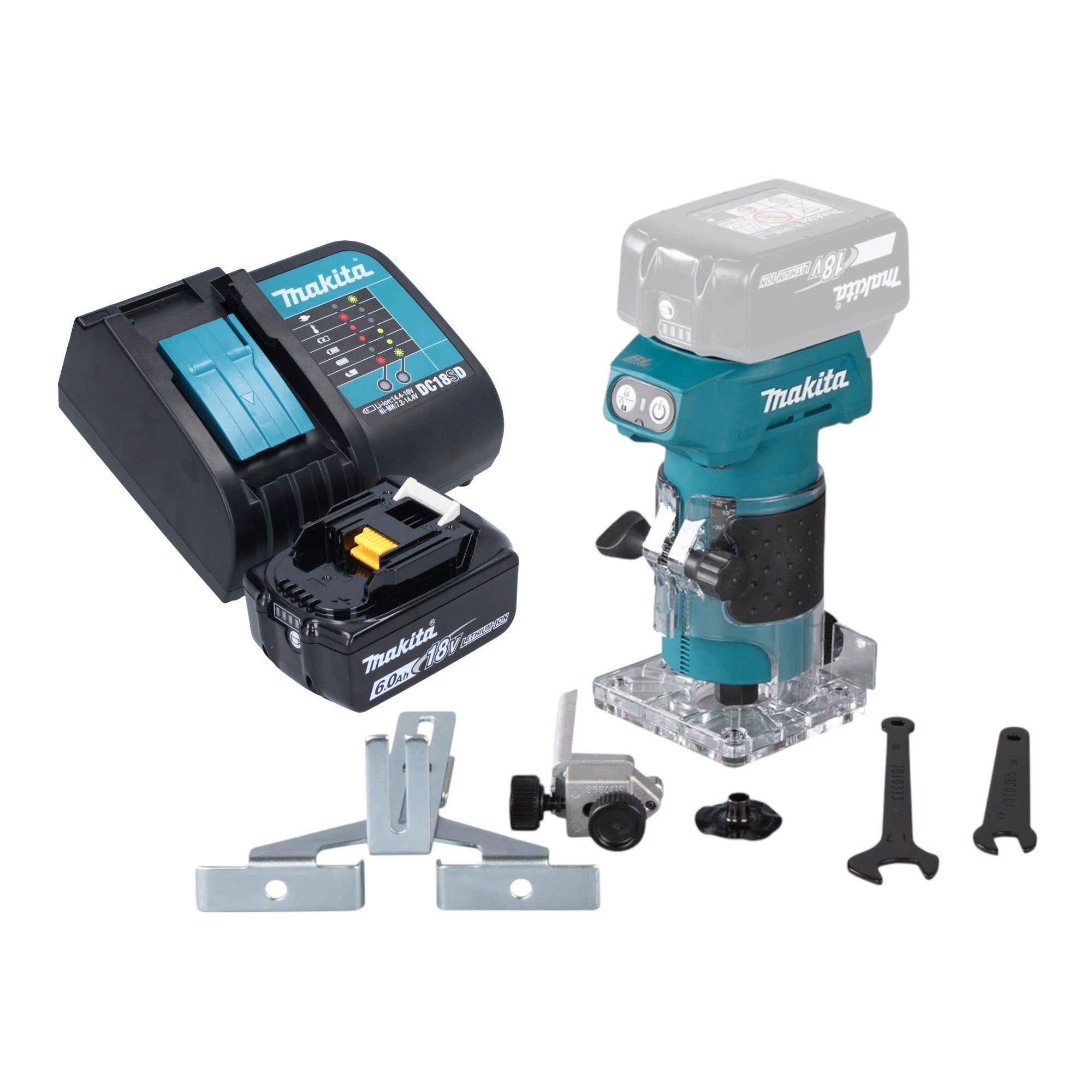 Makita DRT 52 SG1 Akku Kantenfraese 18 V 6 mm Brushless 1x Akku 6 0 Ah Ladegeraet 0 - toolbrothers