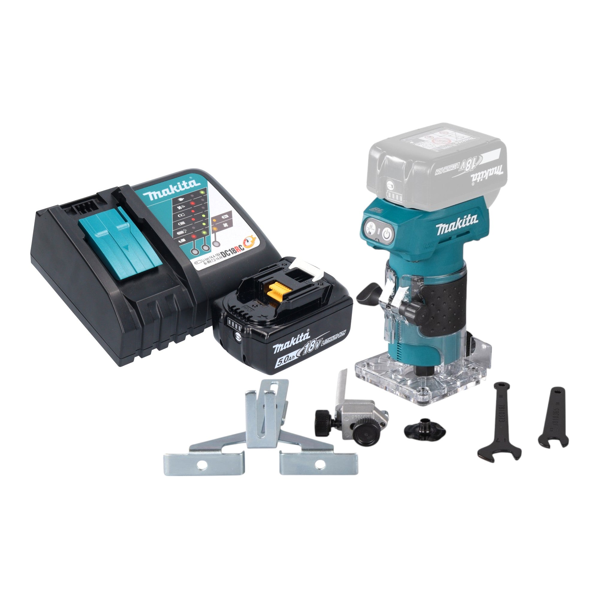 Makita DRT 52 RT1 Akku Kantenfraese 18 V 6 mm Brushless 1x Akku 5 0 Ah Ladegeraet 0 - toolbrothers