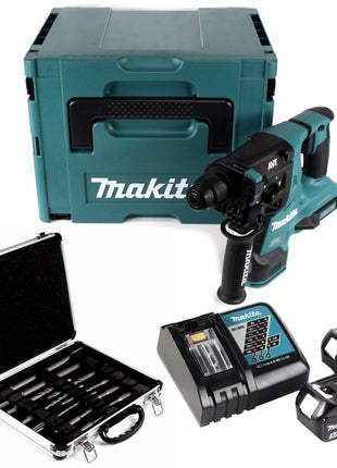 Makita DHR 280 RTJ 2 x 18 V 36 V Li-Ion Akku Bohrhammer 28 mm Brushless für SDS-PLUS im Makpac + 2 x 5,0 Ah Akku + Ladegerät + 11 tlg. Bosch Meißel und Bohrer Set - Toolbrothers